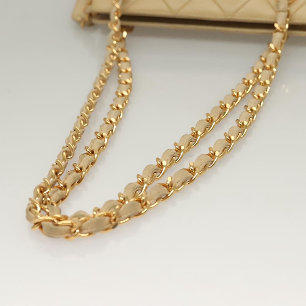 Chanel Chain Leather Beige Leather Shoulder Bag Bag (Pre-Owned)