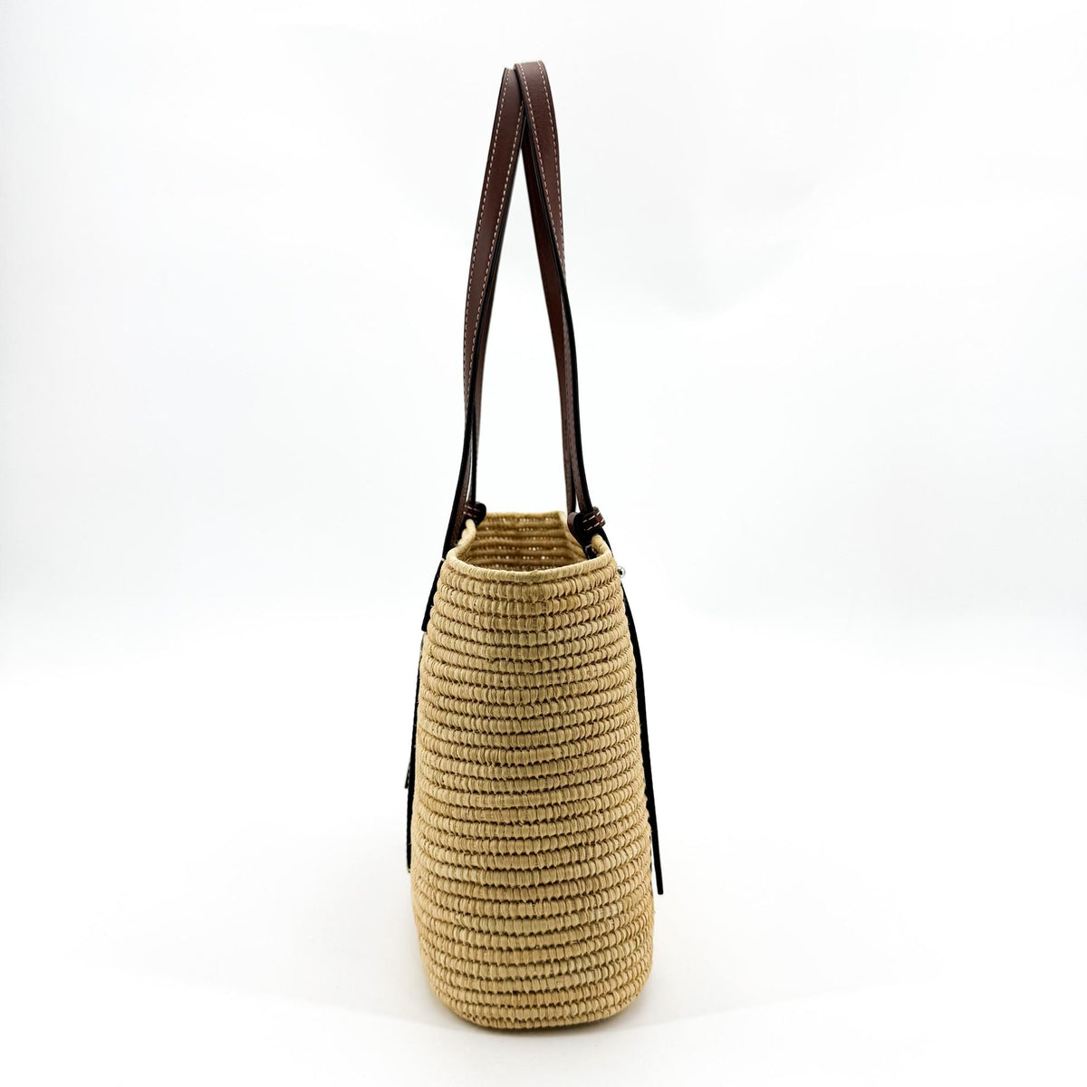 Loewe Square Basket Woven Raffia And Leather Brown Wicker Tote Bag Bag (Pre-Owned)