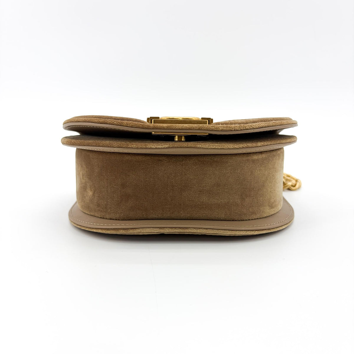 Chanel Boy Curved Messenger Quilted Velvet Brown Suede Shoulder Bag Bag (Pre-Owned)