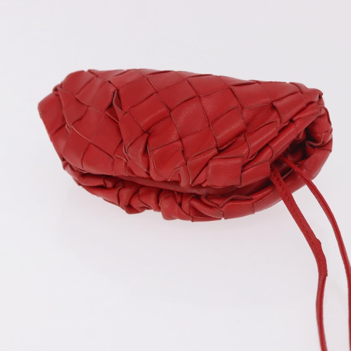 Bottega Veneta The Pouch Coin Purse Intrecciato Nappa Red Leather Clutche & Pouche Bag (Pre-Owned)