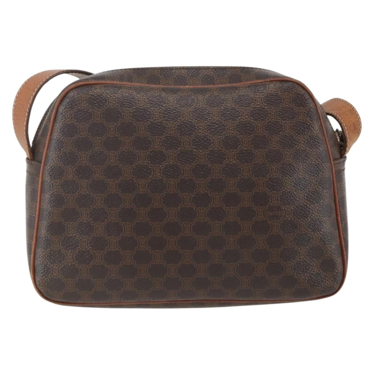 Celine Vintage Macadam Canvas And Leather Brown Canvas Shoulder Bag Bag (Pre-Owned)