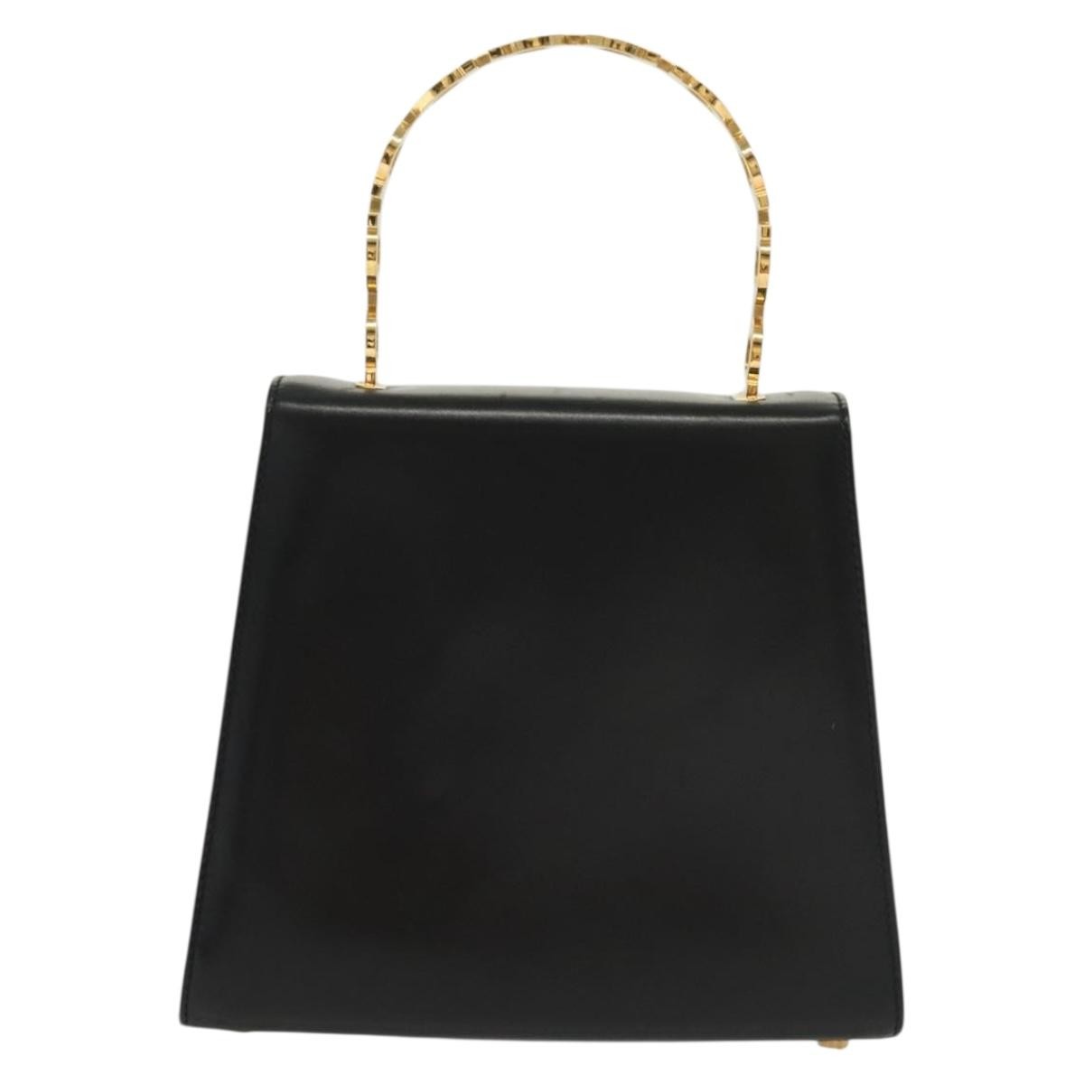 Salvatore Ferragamo Vintage Gancini Convertible Top Handle Leather Black Leather Handbag (Pre-Owned)