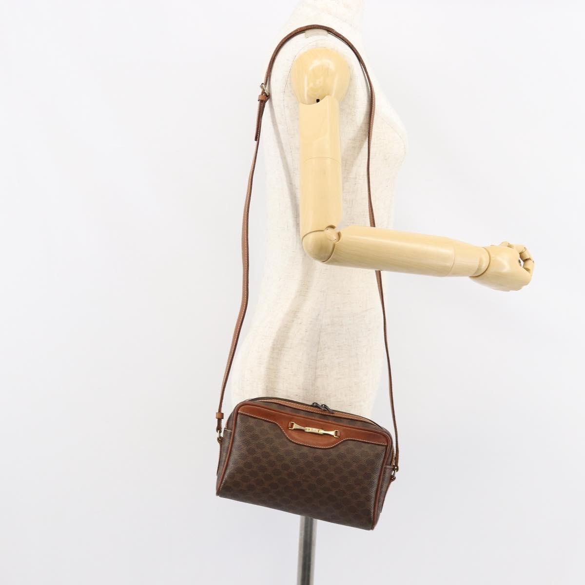 Celine Vintage Macadam Canvas And Leather Brown Canvas Shoulder Bag Bag (Pre-Owned)