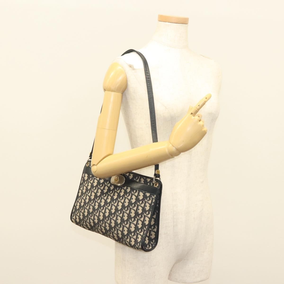 Christian Dior Vintage Trotter Canvas Navy Canvas Shoulder Bag Bag (Pre-Owned)
