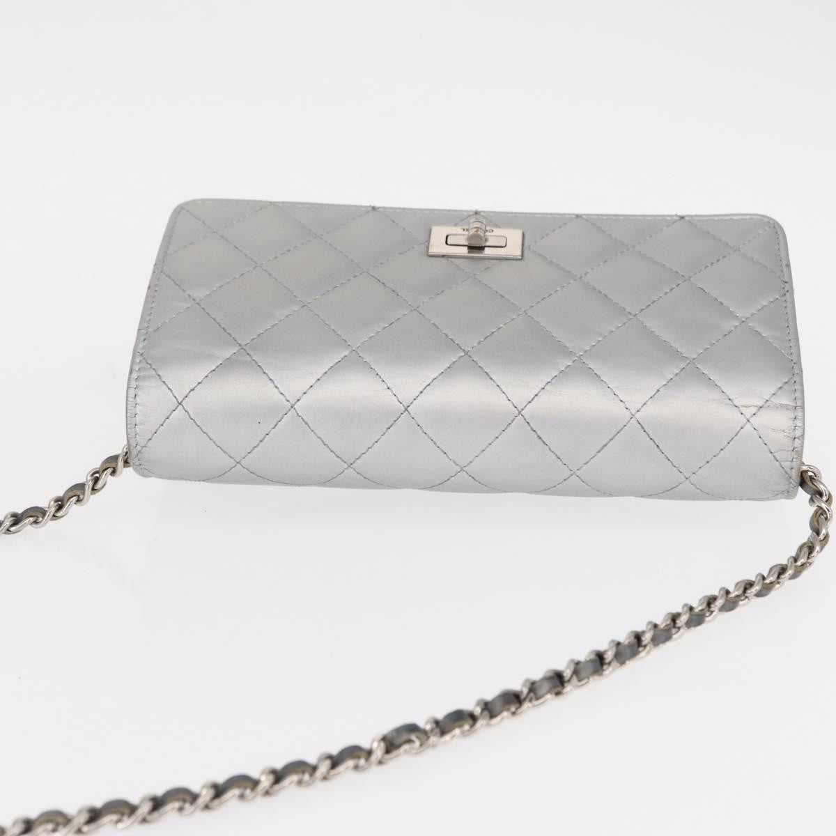 Chanel Reissue 2.55 Wallet On Chain Quilted Lambskin Silver Leather Crossbody Bag Bag (Pre-Owned)
