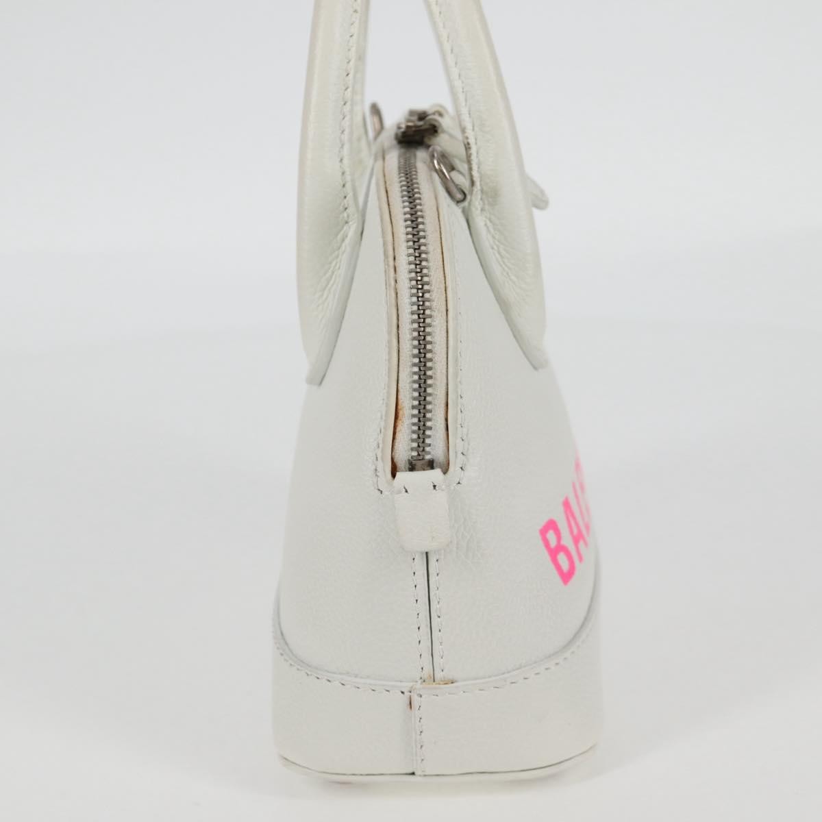 Balenciaga Logo Ville Leather White Leather Handbag (Pre-Owned)