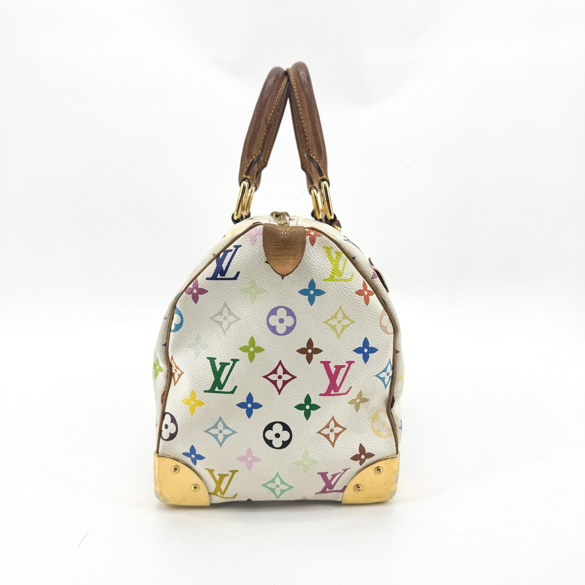 Louis Vuitton Speedy Monogram Multicolor White Canvas Handbag (Pre-Owned)