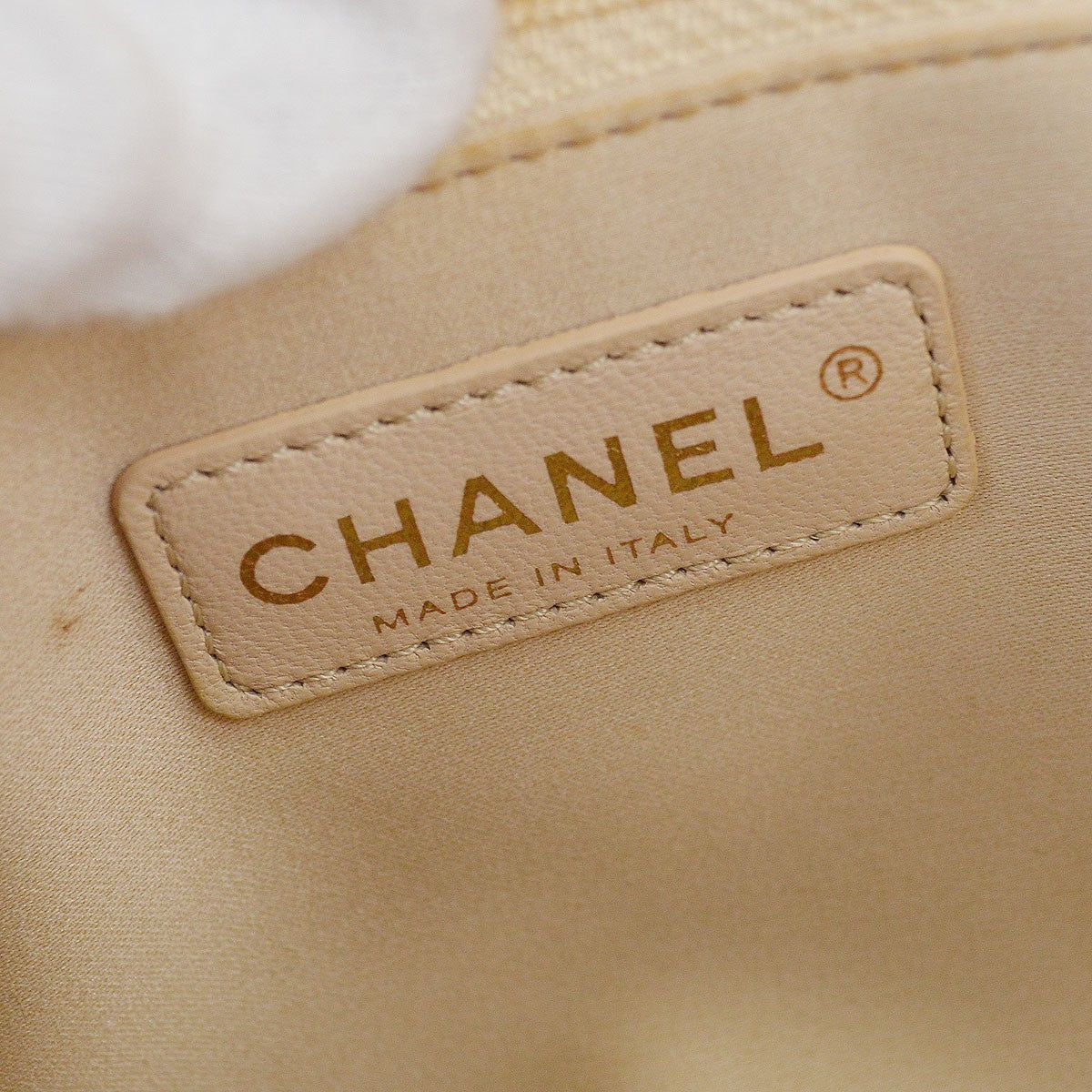 Chanel Grand Shopping Quilted Caviar Beige Calfskin Tote Bag Bag (Pre-Owned)