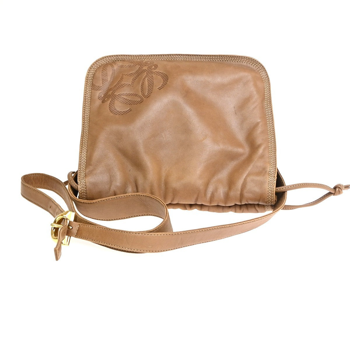 Loewe Anagram Leather Beige Leather Shoulder Bag Bag (Pre-Owned)