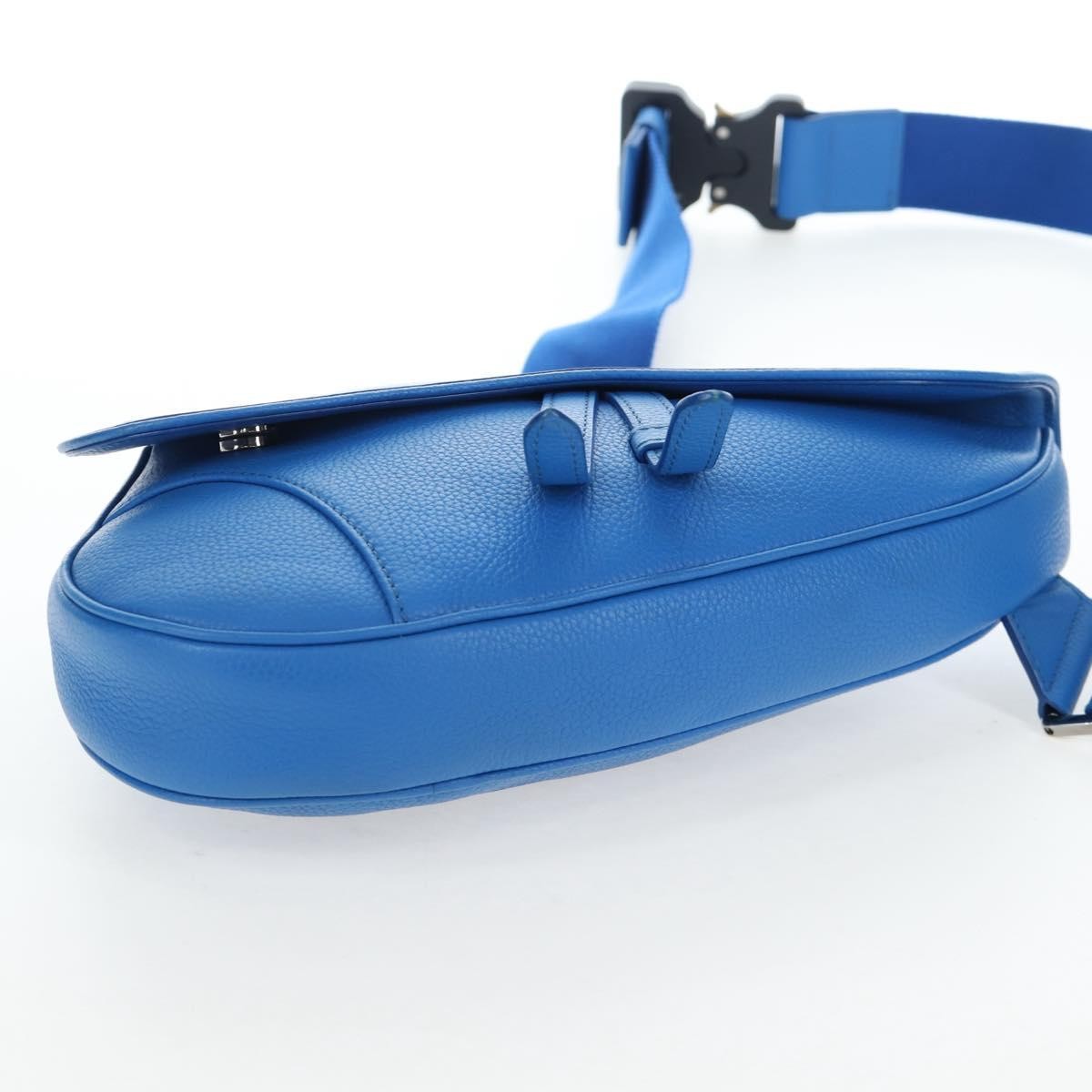 Christian Dior Saddle Leather Blue Leather Crossbody Bag Bag (Pre-Owned)