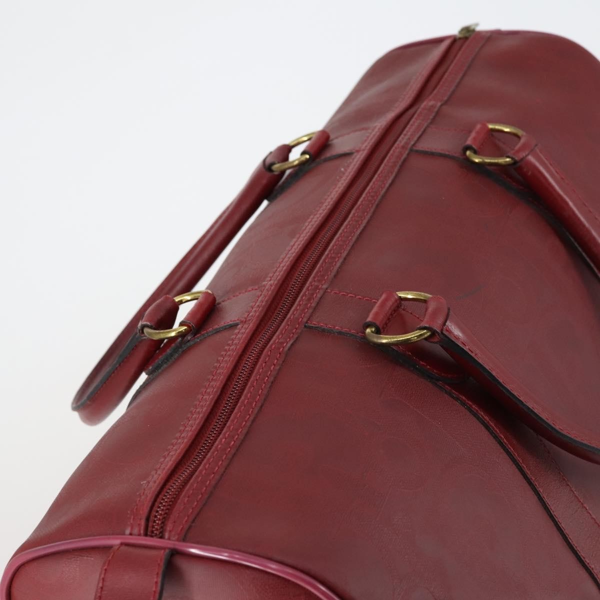 Christian Dior Vintage Trotter Duffle Diorissimo Canvas Red Canvas Travel Bag Bag (Pre-Owned)