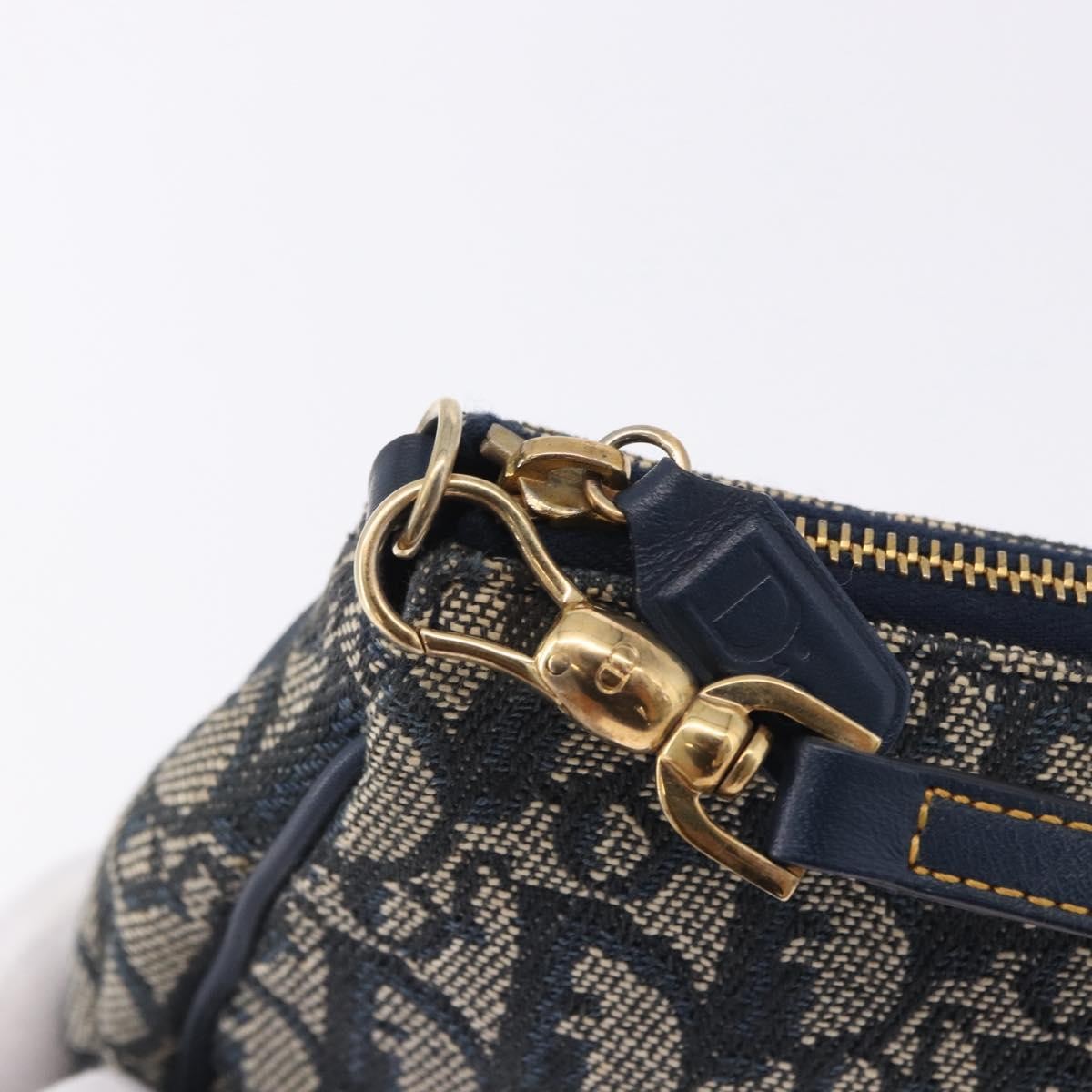 Christian Dior Vintage Saddle Bag Canvas Navy Canvas Clutche & Pouche Bag (Pre-Owned)
