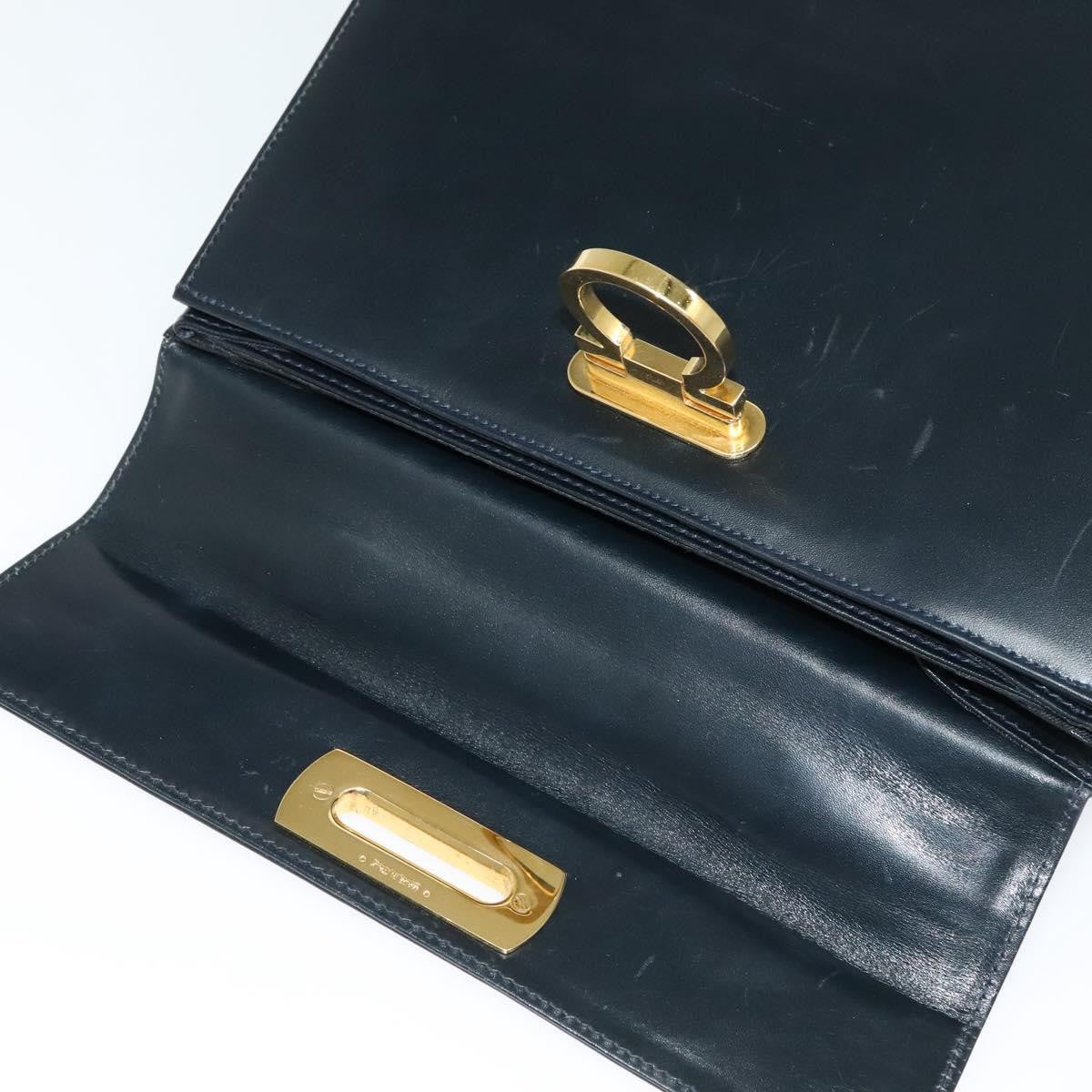 Salvatore Ferragamo Gancini Convertible Top Handle Leather Black Leather Handbag (Pre-Owned)
