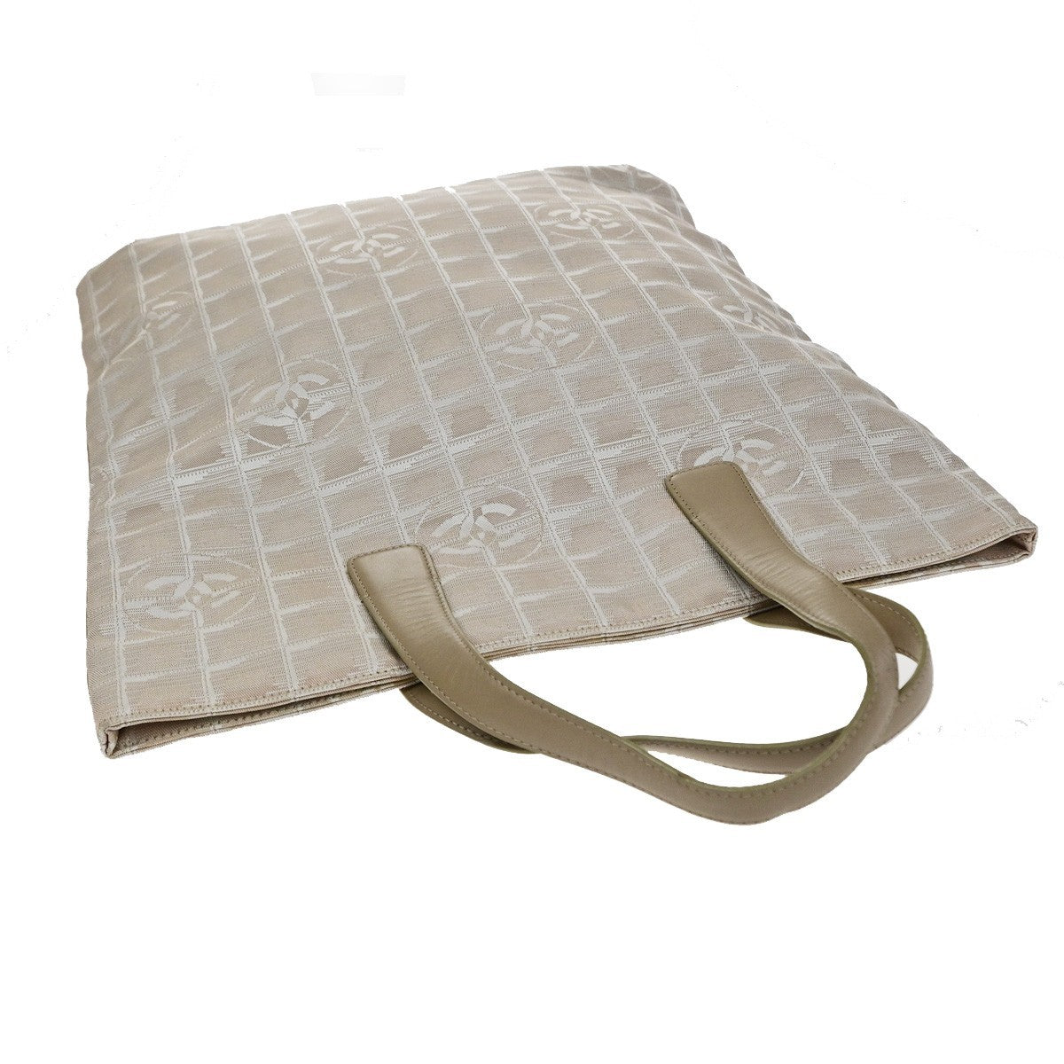 Chanel Travel Line Tote Nylon Beige Nylon Tote Bag Bag (Pre-Owned)