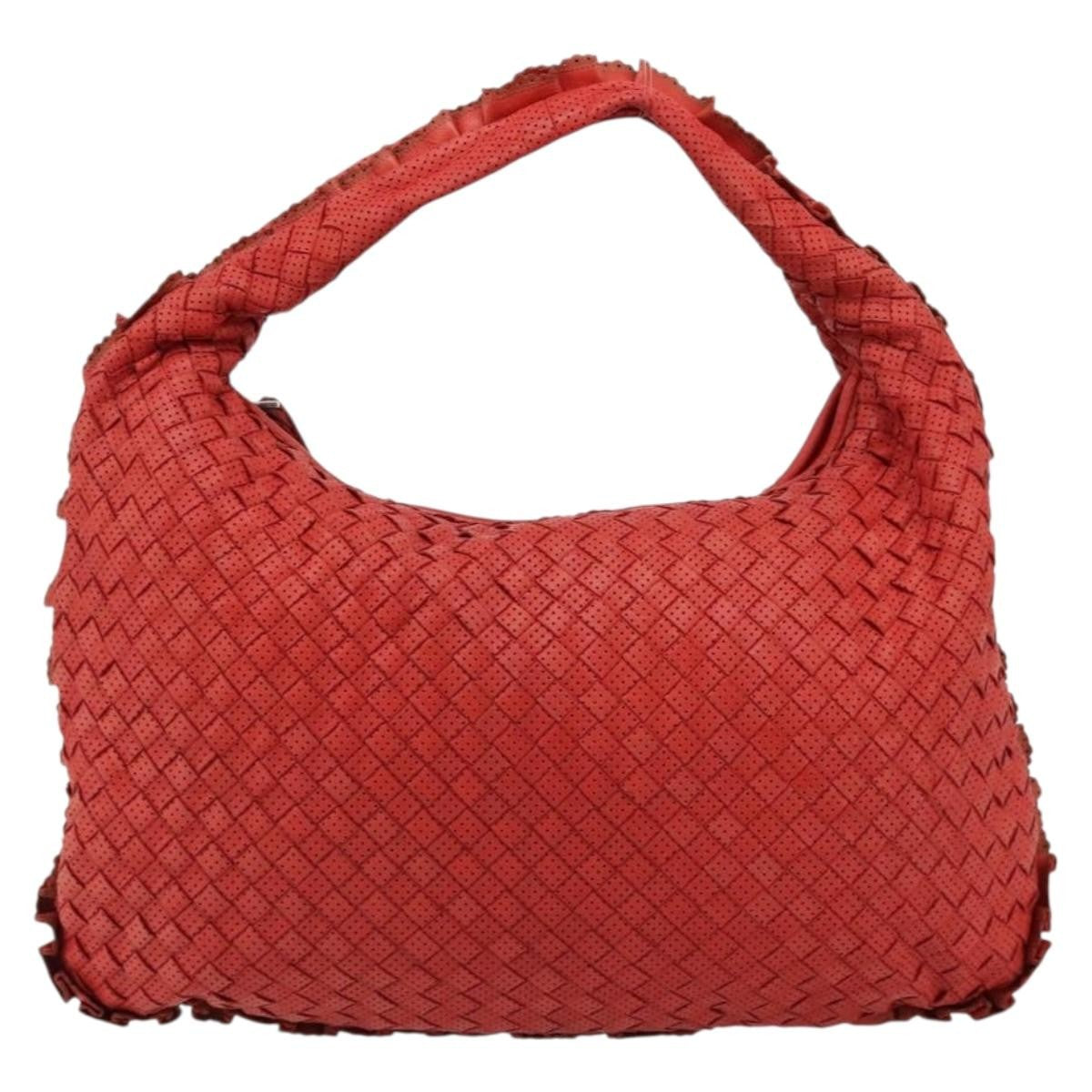 Bottega Veneta Intrecciato Shoulder Leather Red Leather Shoulder Bag Bag (Pre-Owned)