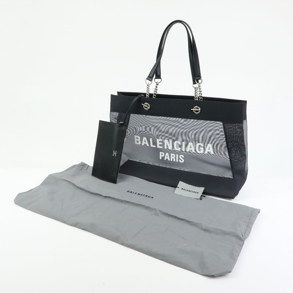 Balenciaga Duty Free Mesh With Leather Black Mesh Tote Bag Bag (Pre-Owned)