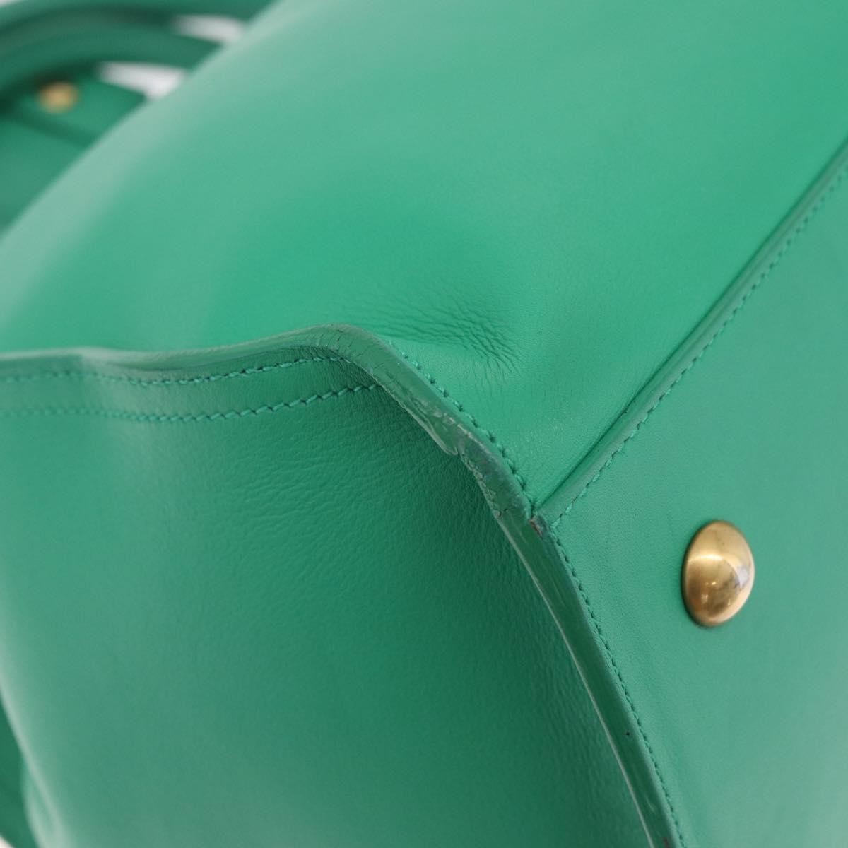 Saint Laurent Classic Y Cabas Leather Green Leather Tote Bag Bag (Pre-Owned)