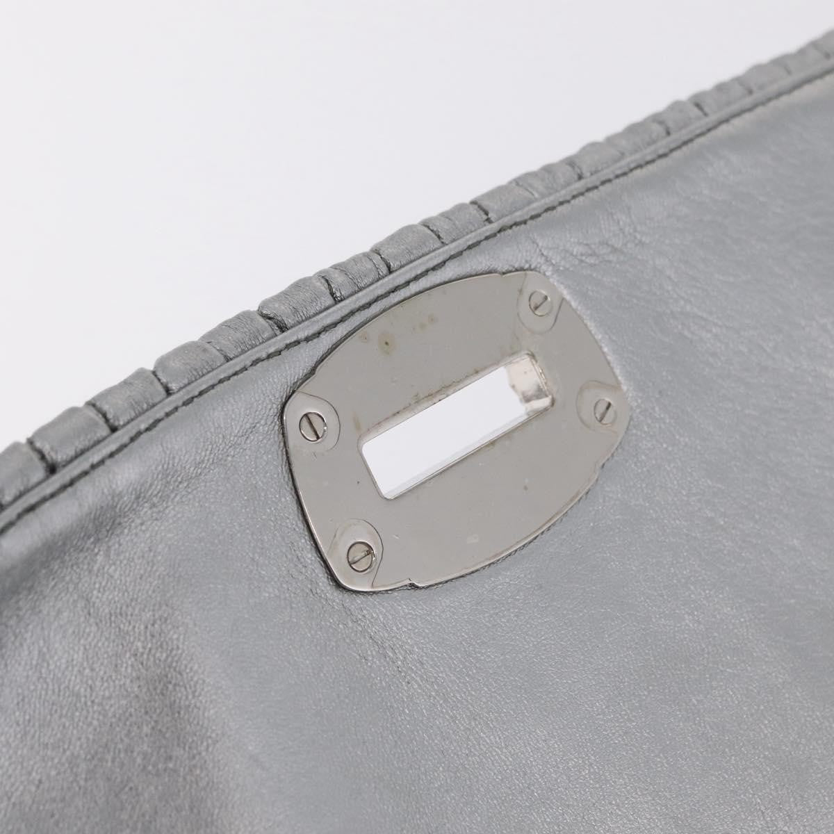 Miu Miu Crystal Clutch Matelasse Leather Silver Leather Clutche & Pouche Bag (Pre-Owned)