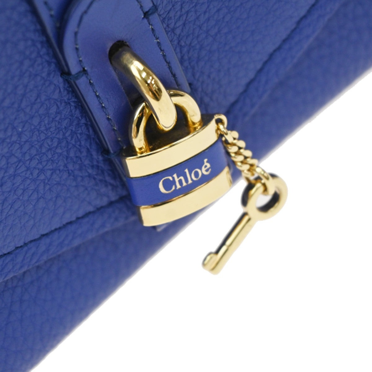 Chloe Aby Chain Leather Blue Leather Shoulder Bag Bag (Pre-Owned)