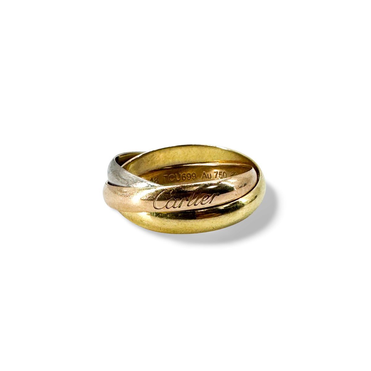 Cartier Trinity 18K Tricolor Gold Gold Gold Ring Jewelry (Pre-Owned)