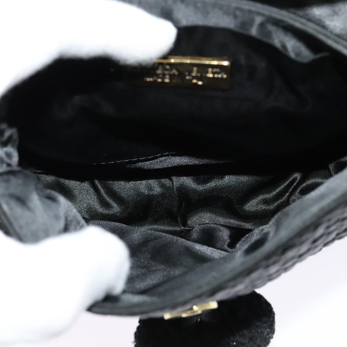 Bottega Veneta Intrecciato Clutch Calfskin Black Satin Shoulder Bag Bag (Pre-Owned)