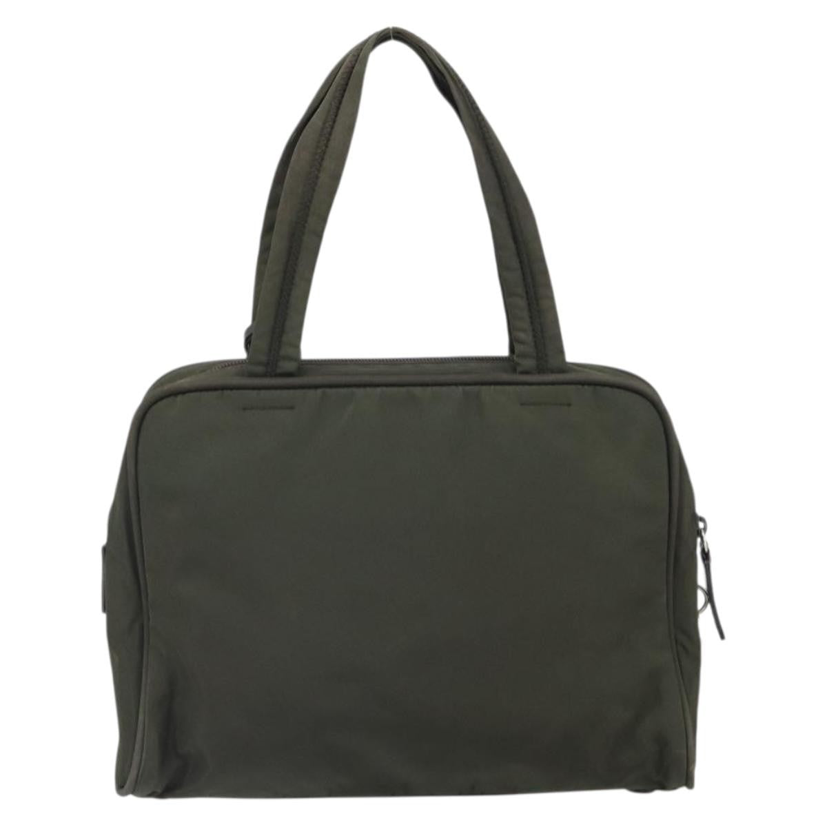 Prada Zip Around Tote Tessuto Khaki Nylon Handbag (Pre-Owned)
