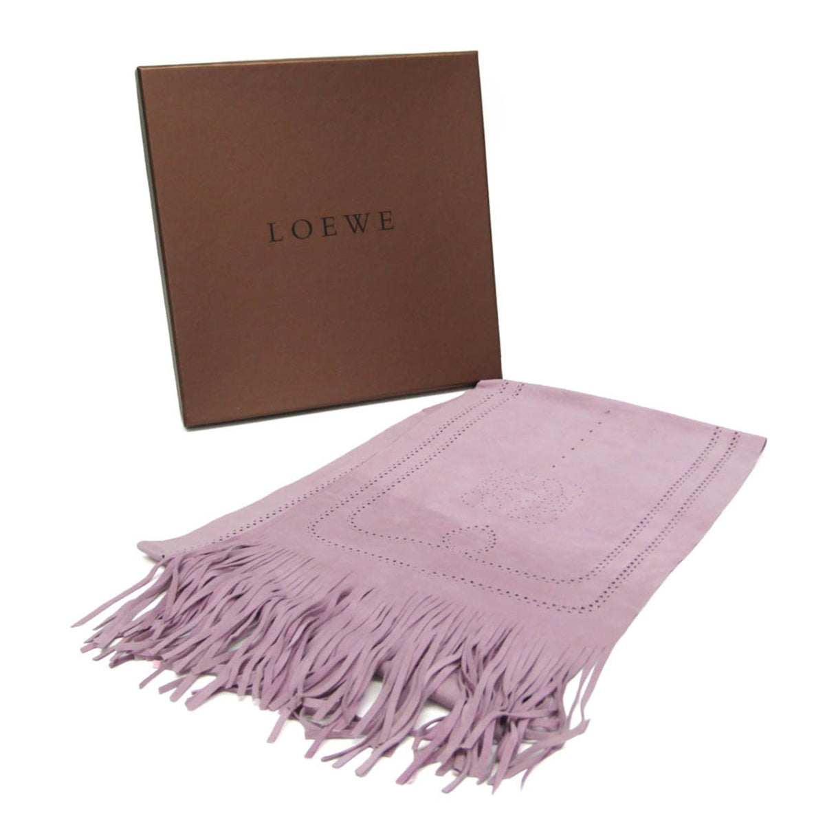 Loewe Scarf Suede Purple Leather Scarve & Shawl Accessory (Pre-Owned)