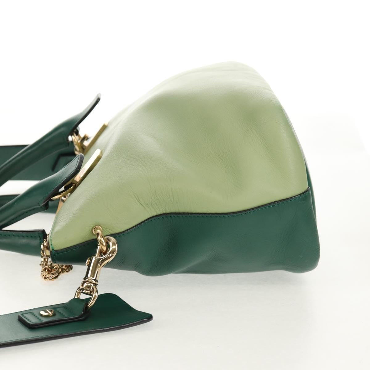Chloe Bicolor Baylee Satchel Leather Green Leather Bag (Pre-Owned)