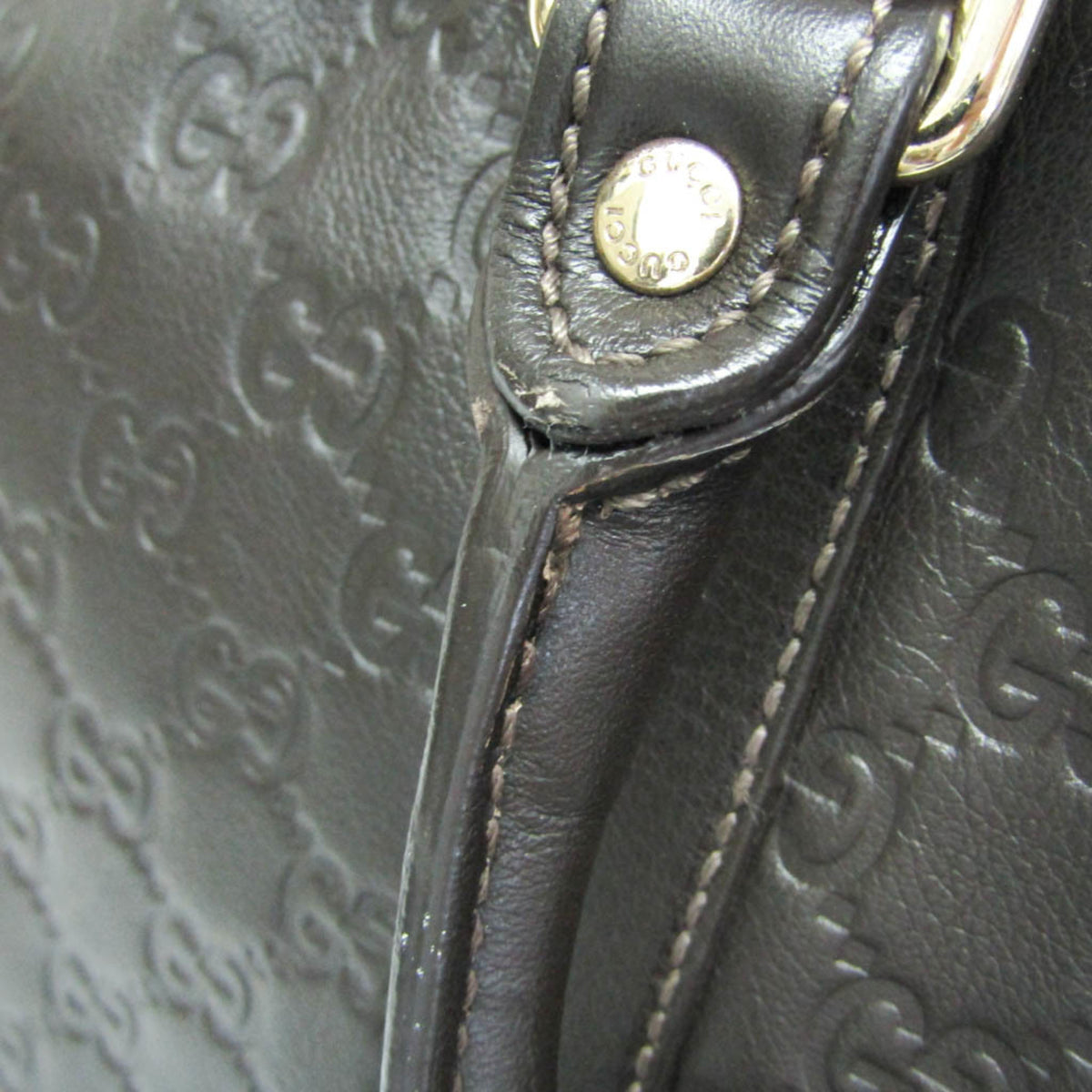 Gucci Convertible Guccissima Leather Brown Leather Briefcase Bag (Pre-Owned)