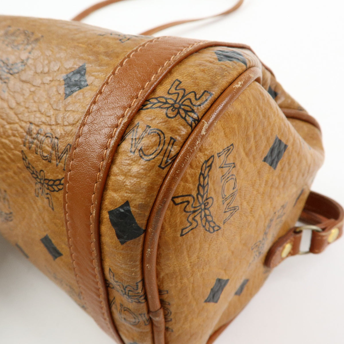 MCM Visetos Leather Brown Leather Shoulder Bag Bag (Pre-Owned)
