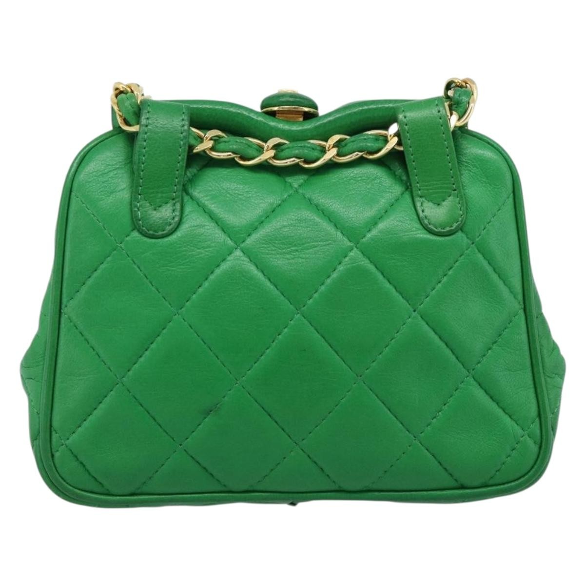 Chanel Coco Mark Quilted Lambskin Green Leather Shoulder Bag Bag (Pre-Owned)