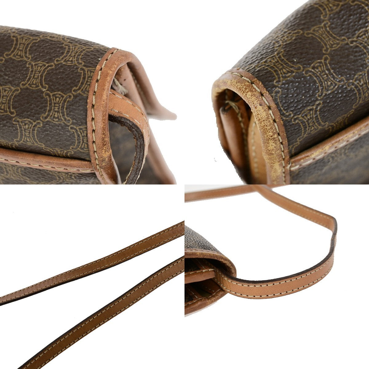 Celine Vintage Macadam Canvas And Leather Brown Canvas Shoulder Bag Bag (Pre-Owned)