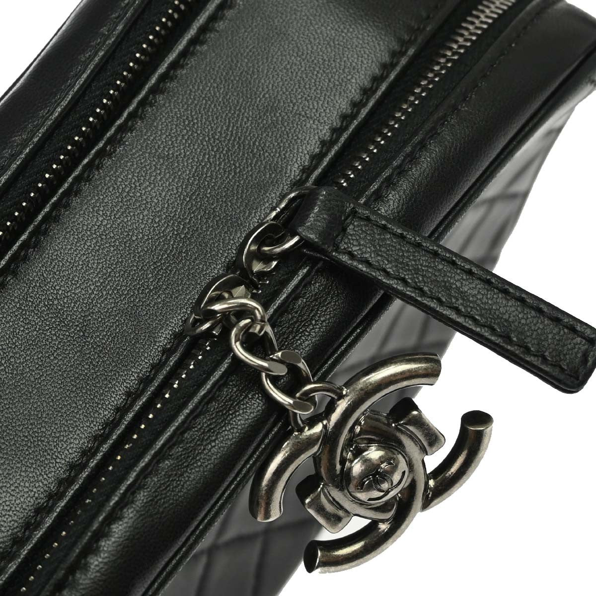 Chanel Coco Boy Camera Quilted Leather Black Leather Shoulder Bag Bag (Pre-Owned)