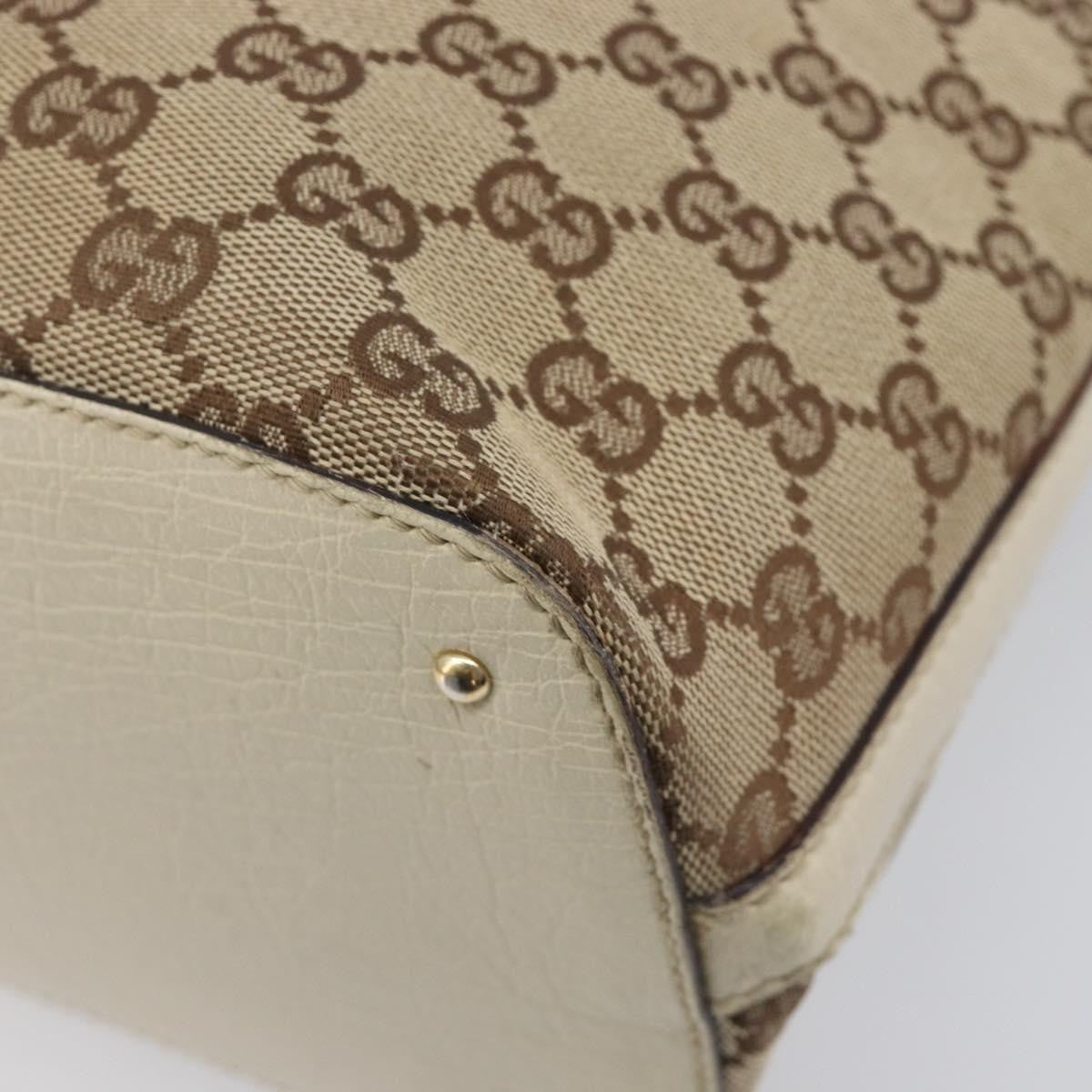 Gucci Horsebit Handle Gg Canvas Beige Canvas Tote Bag Bag (Pre-Owned)