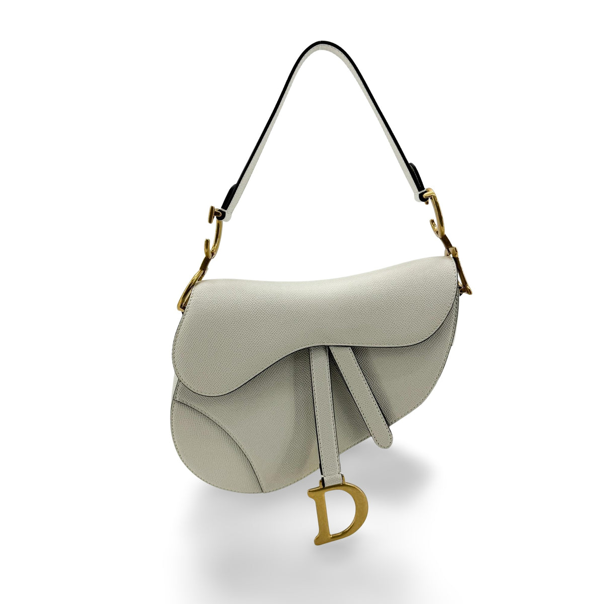 Christian Dior Saddle Leather White Leather Handbag (Pre-Owned)