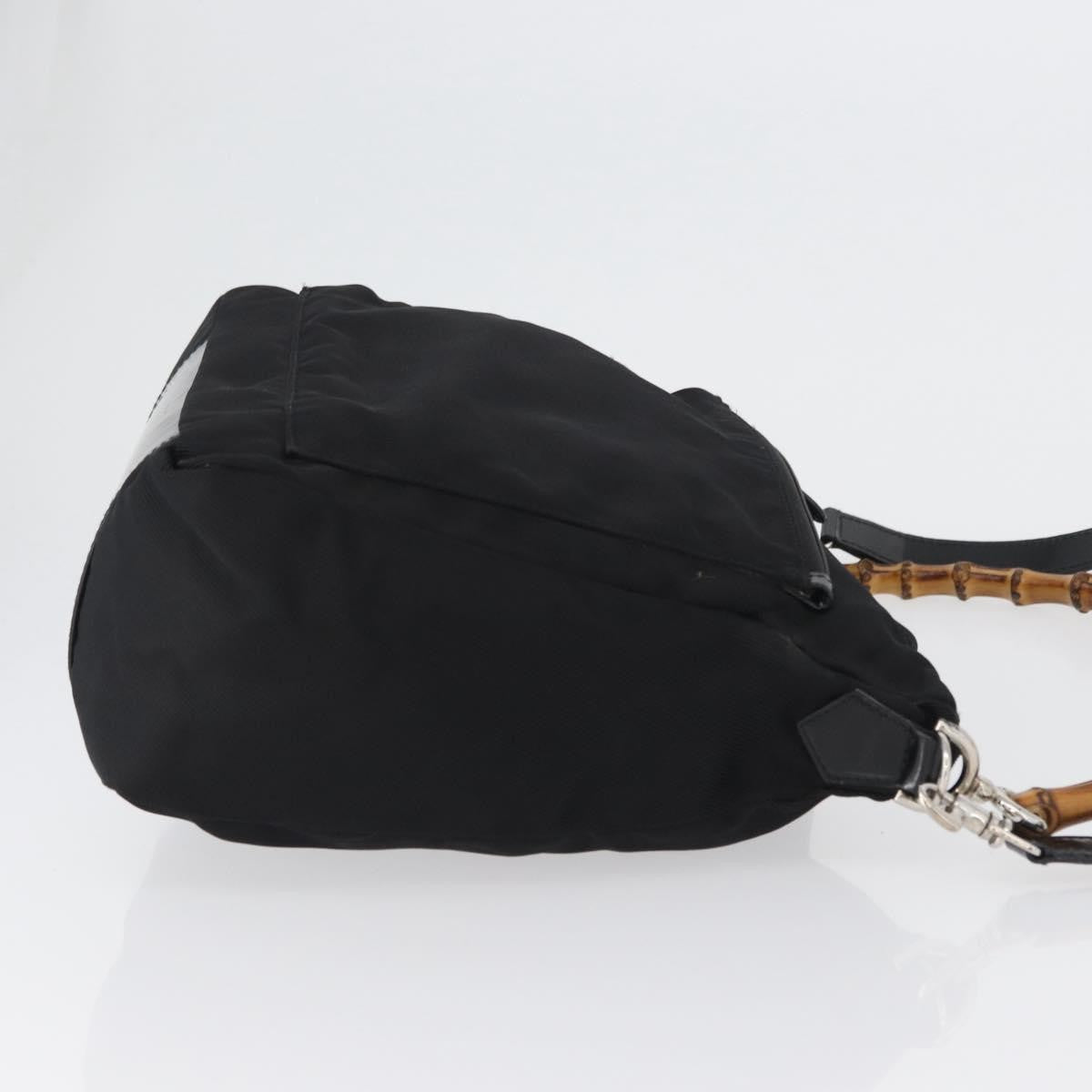 Gucci Vintage Bamboo Shoulder Nylon Black Nylon Shoulder Bag Bag (Pre-Owned)