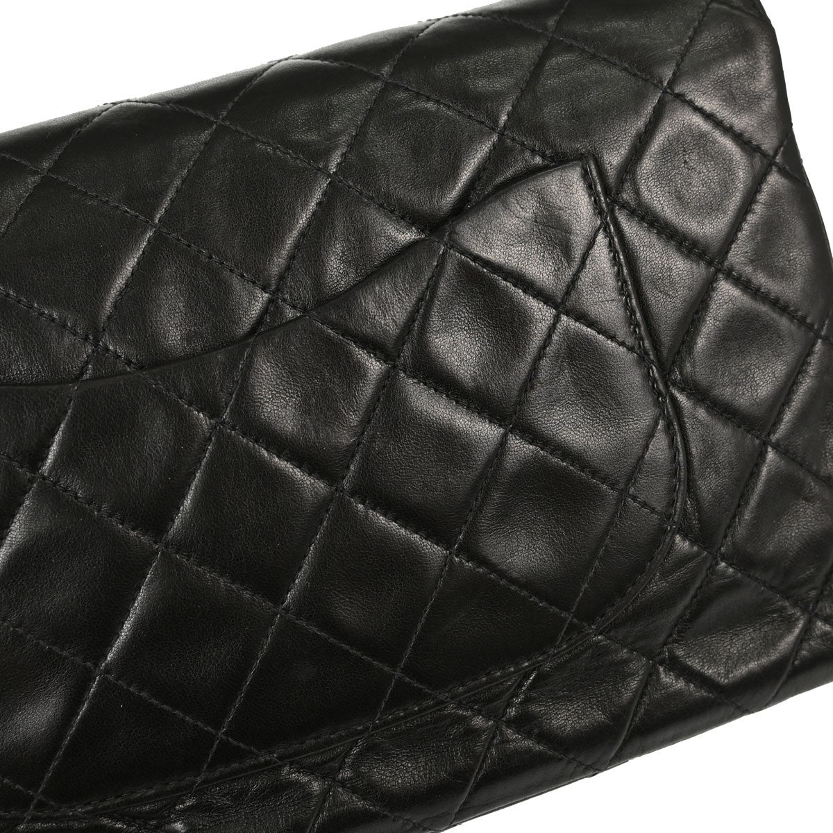 Chanel So Black Classic Single Flap Quilted Lambskin Black Leather Handbag (Pre-Owned)