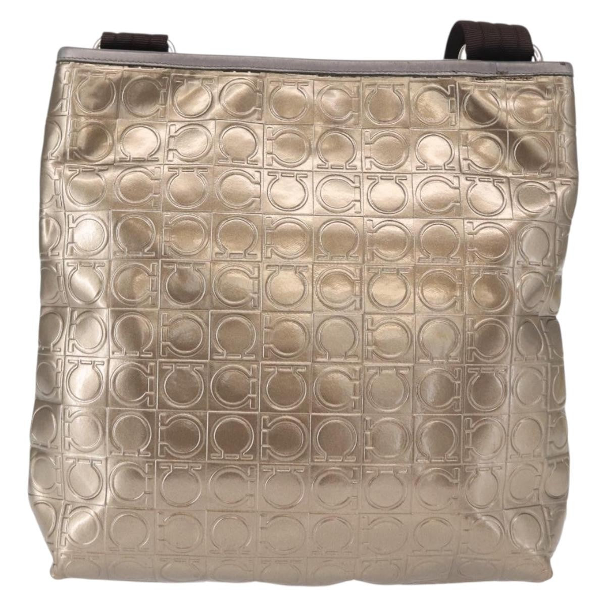 Salvatore Ferragamo Gancini Patent Leather Gold Patent_Leather Shoulder Bag Bag (Pre-Owned)