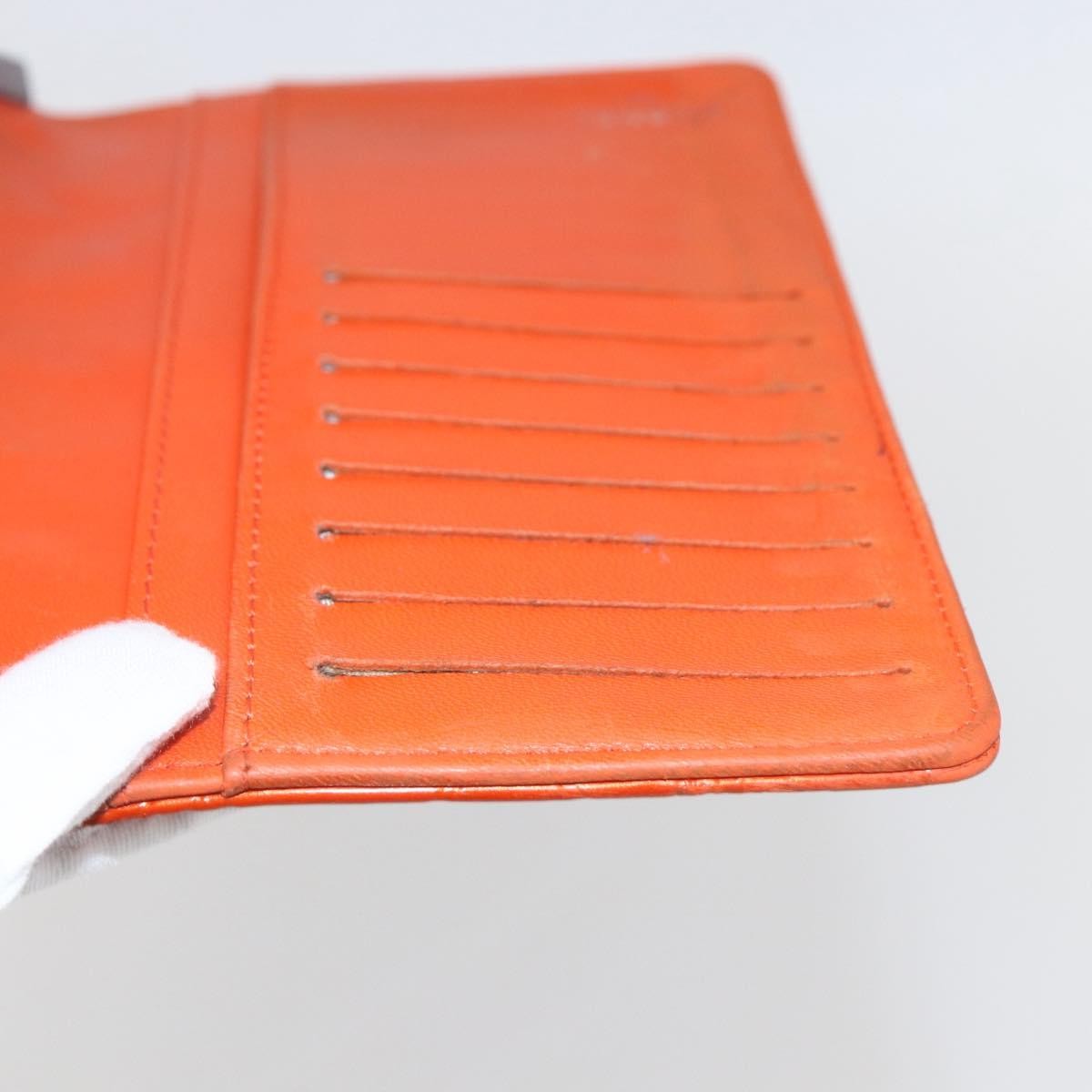 Chanel Lucky Symbols Yen Embossed Quilted Patent Orange Patent_Leather Wallets Accessory (Pre-Owned)