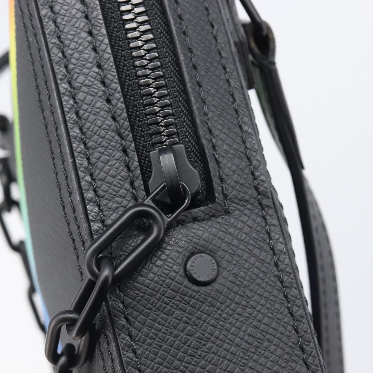 Louis Vuitton Danube Messenger Rainbow Taiga Leather Black Leather Handbag (Pre-Owned)
