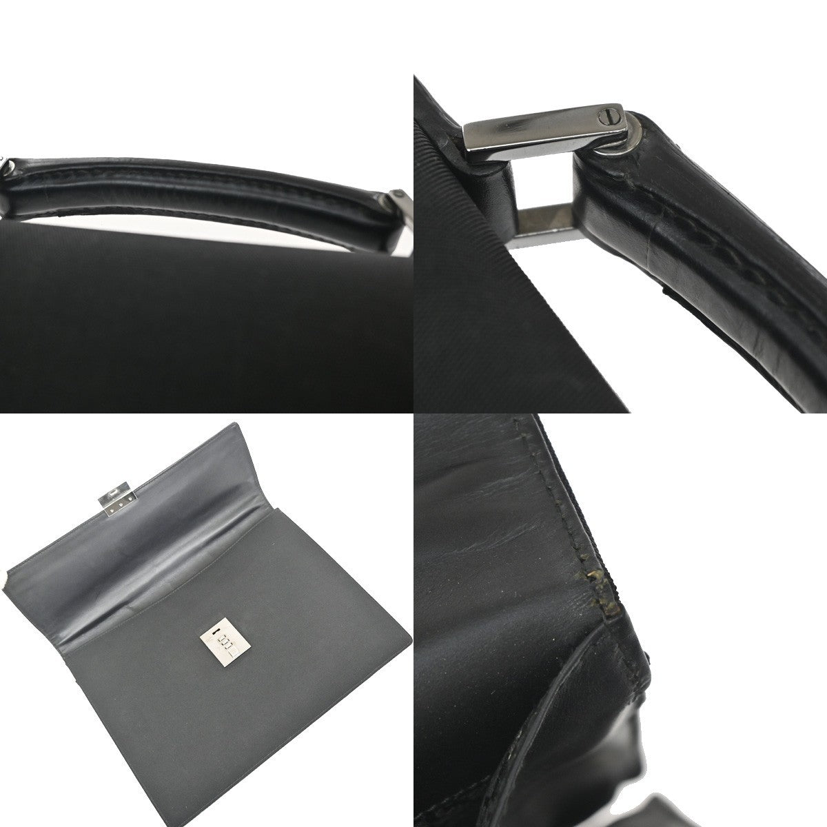 Gucci Briefcase Canvas Black Canvas Briefcase Bag (Pre-Owned)