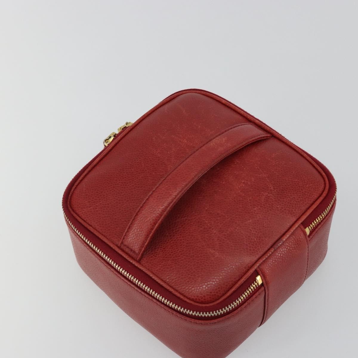 Chanel Vintage Timeless Cosmetic Case Caviar Red Leather Clutche & Pouche Bag (Pre-Owned)