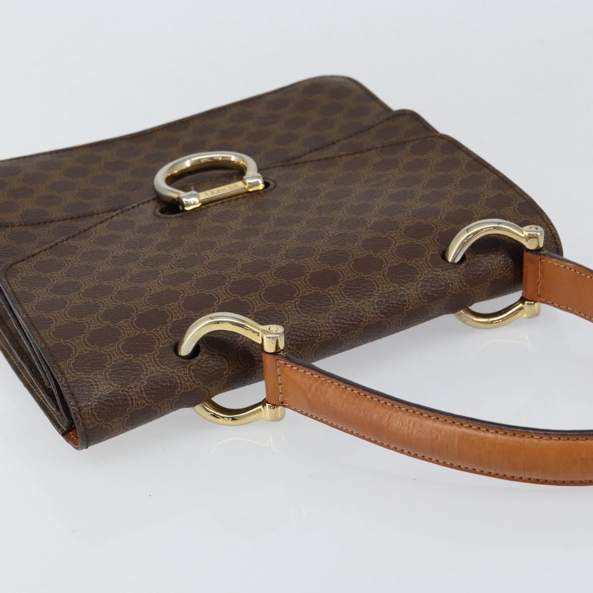 Celine Vintage Top Handle Macadam Canvas Brown Canvas Handbag (Pre-Owned)