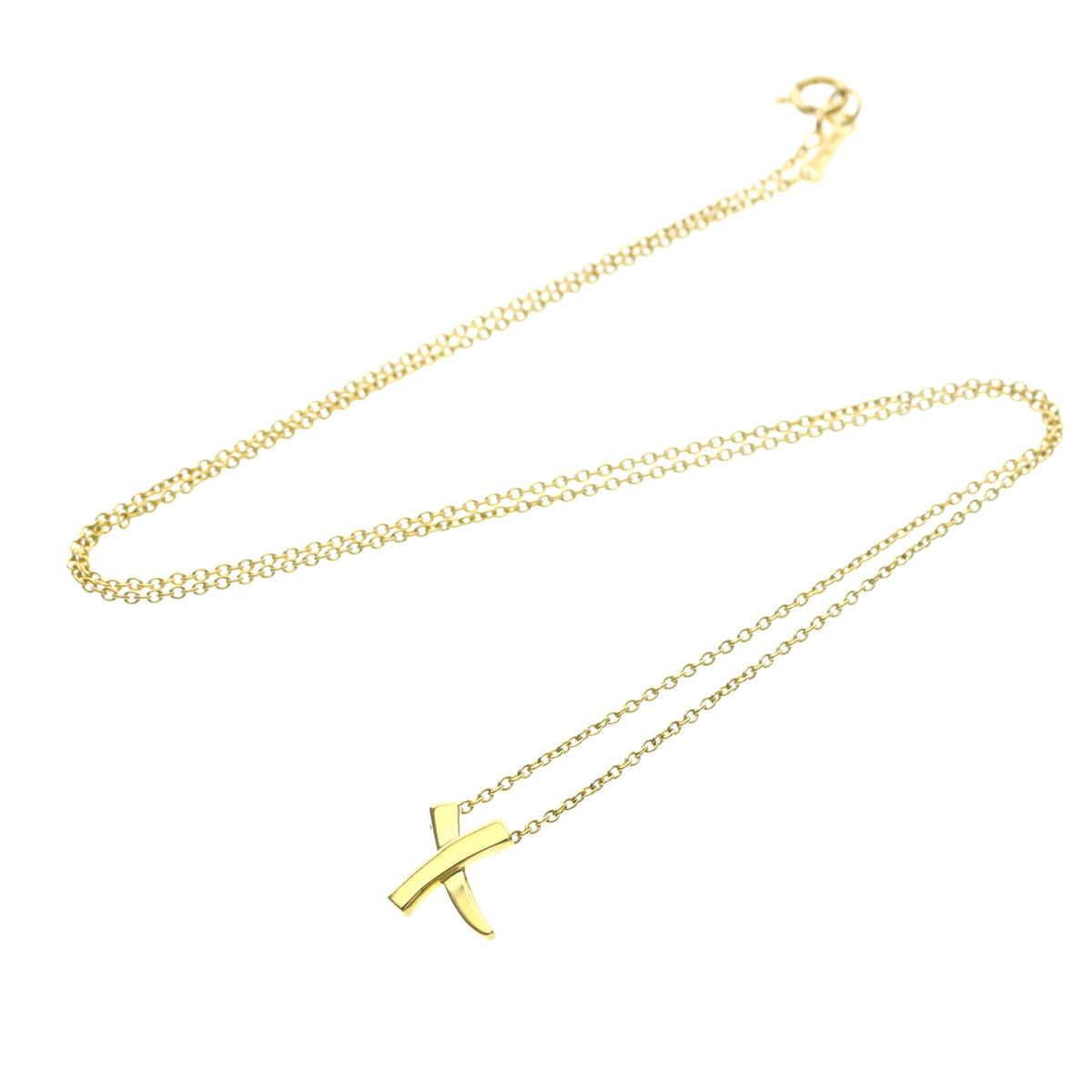 Tiffany & Co. Paloma Picasso Graffiti X Pendant 18K Yellow Gold Gold Yellow_Gold Necklace Jewelry (Pre-Owned)