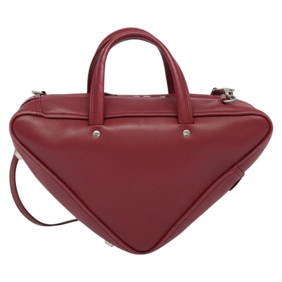 Balenciaga Triangle Duffle Leather Red Leather Handbag (Pre-Owned)