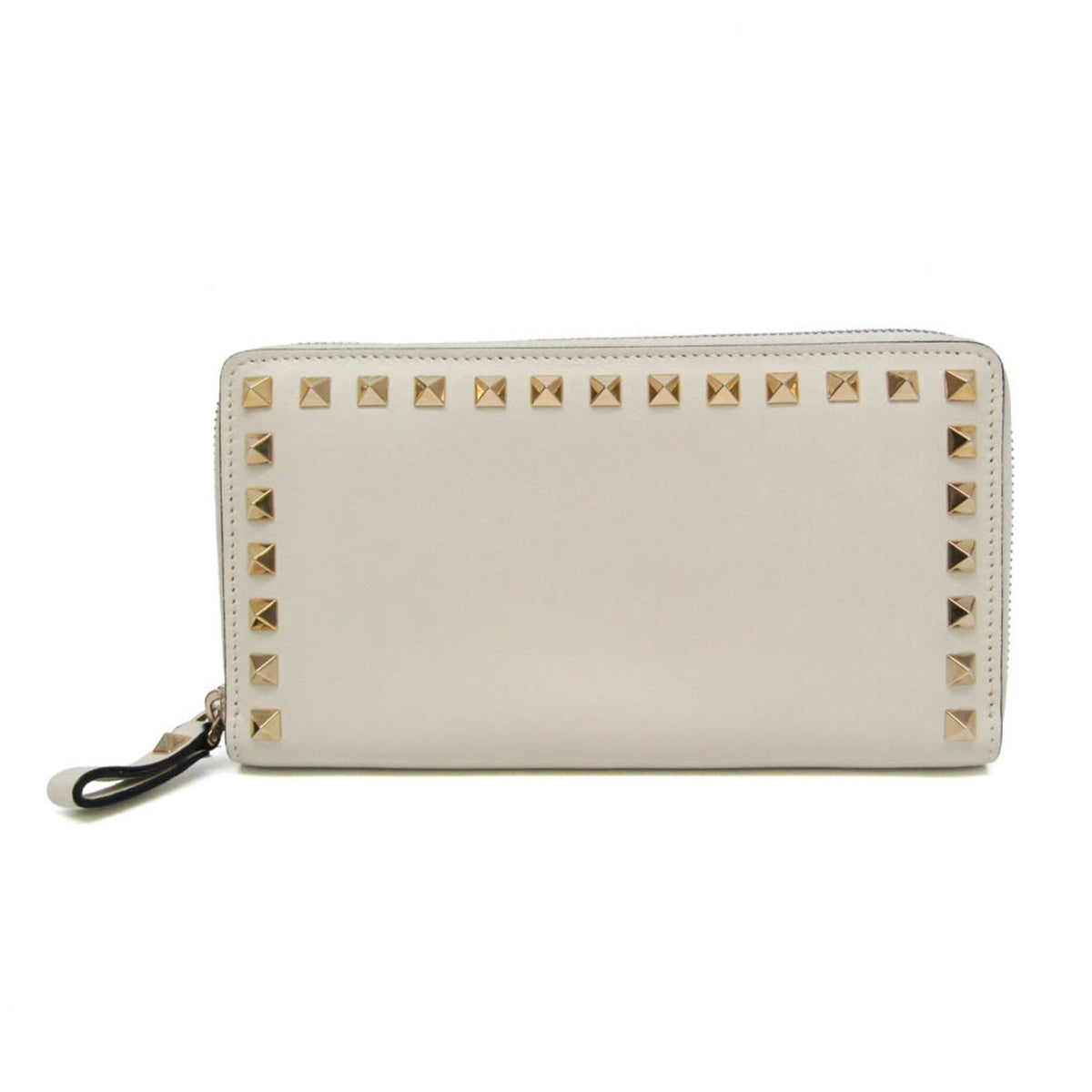 Valentino Garavani Rockstud Zip Around Leather White Leather Wallets Accessory (Pre-Owned)