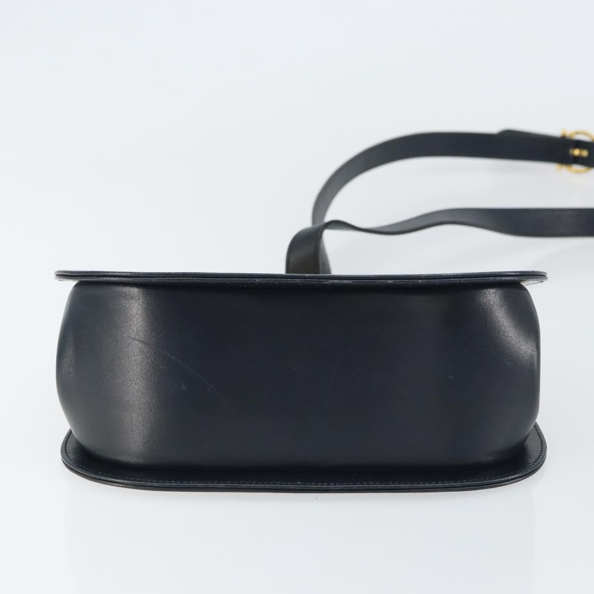 Salvatore Ferragamo Gancini Leather Navy Leather Shoulder Bag Bag (Pre-Owned)