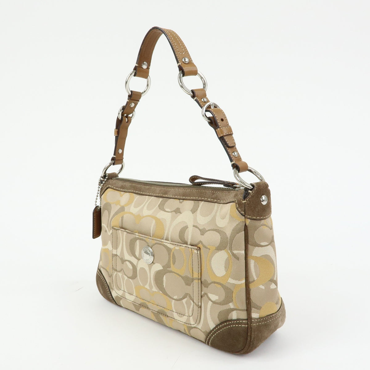 Coach Shoulder Canvas Beige Canvas Handbag (Pre-Owned)