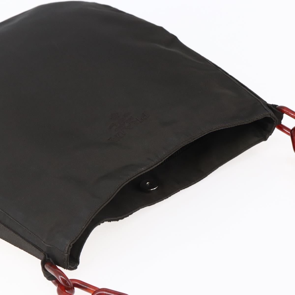 Prada Resin Chain Nylon Brown Nylon Shoulder Bag Bag (Pre-Owned)
