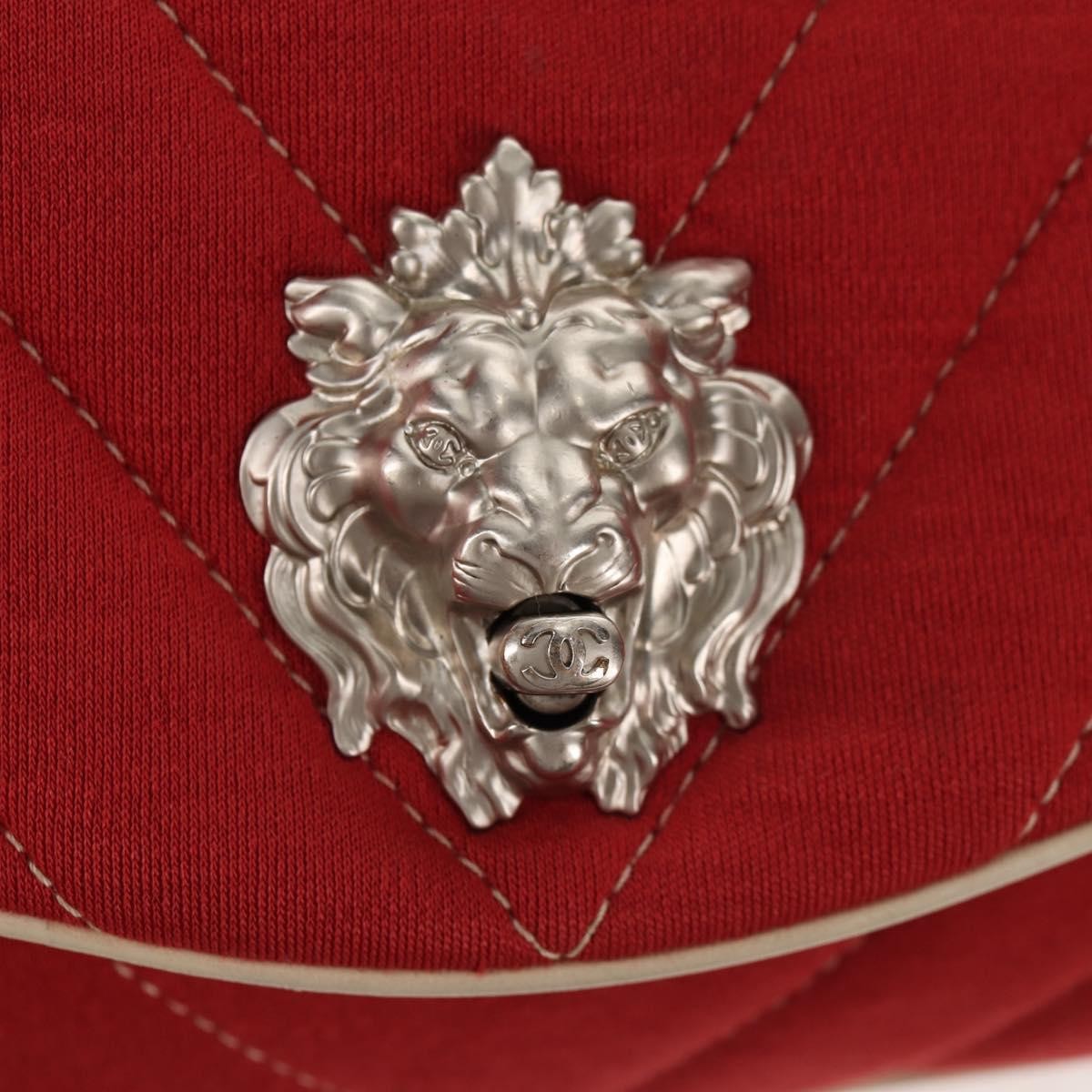 Chanel Leo Lion Flap Chevron Jersey Red Cotton Shoulder Bag Bag (Pre-Owned)